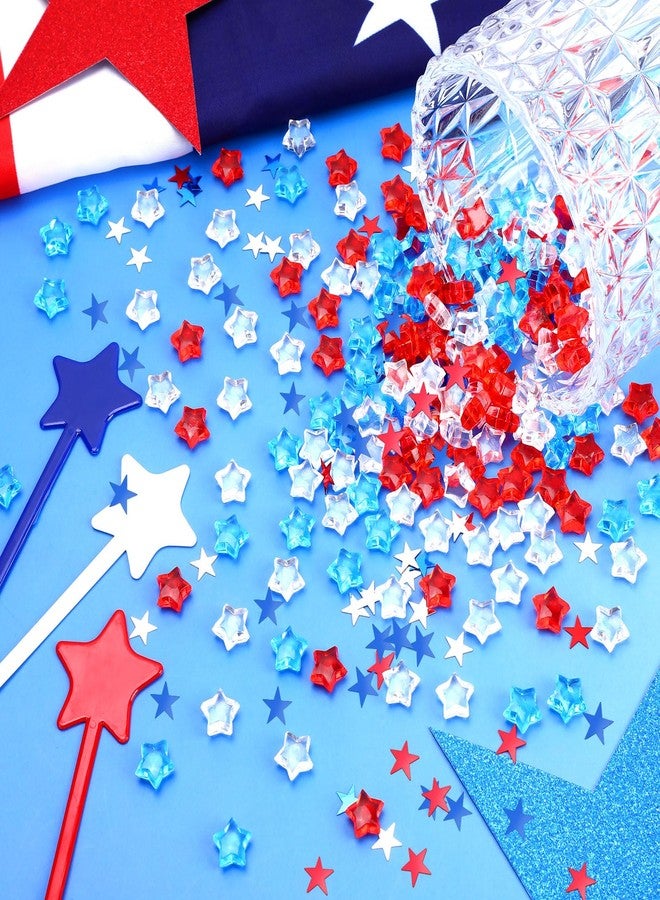 BOARDFEB 240 Pcs Patriotic Star Gems with 15g Star Confetti for Vase Filler, 4th of July Translucent Crystals 3D Star Shaped Gems Memorial Day Ice Rocks,Table Scatter, Party Arts Crafts Decoration - Image 4